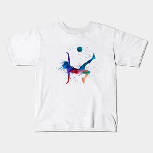 Woman footballer in watercolor Kids T-Shirt